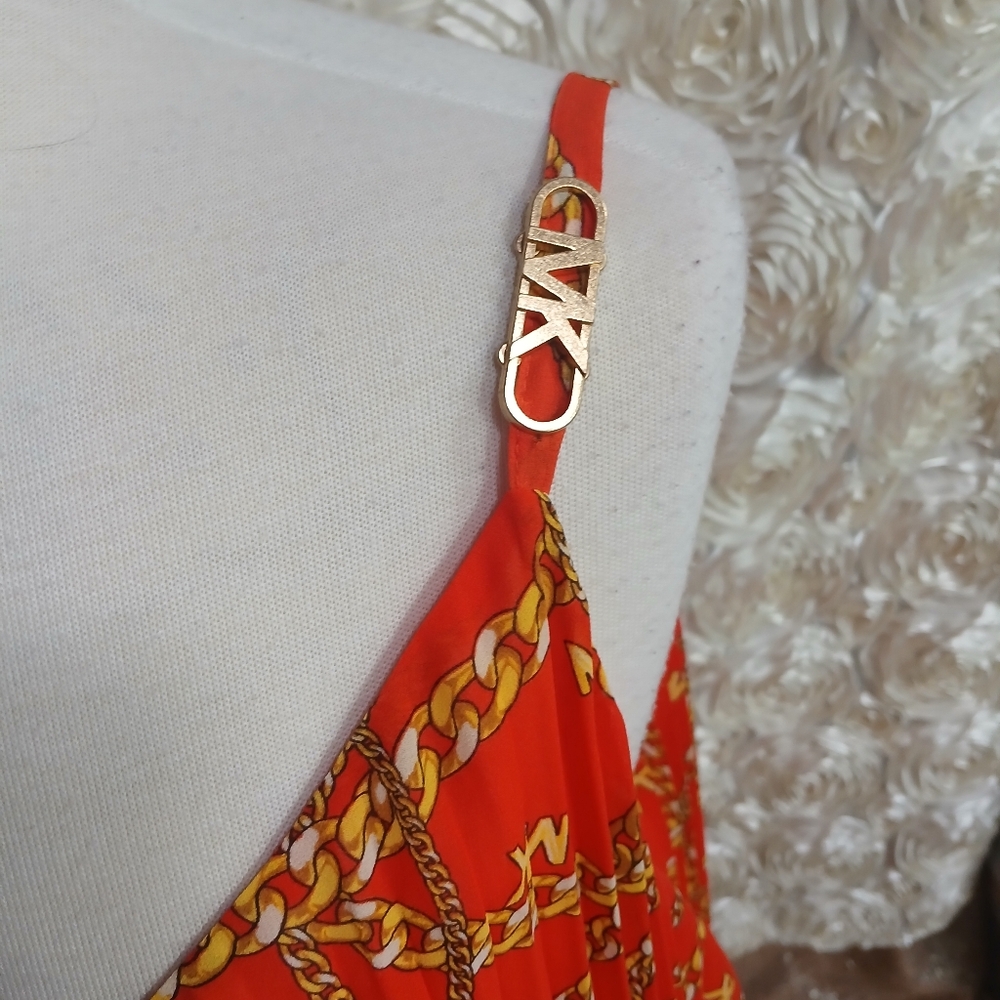 Michael Kors Women's Red Chain Print Top Xl - Picture 4 of 8